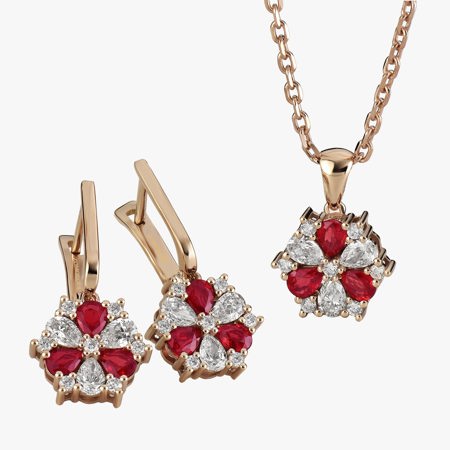Shilan Ruby Jewelry Half Set
